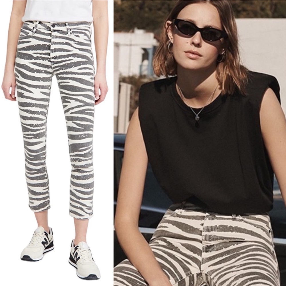Zebra-Print Gray & White Women's Jeans